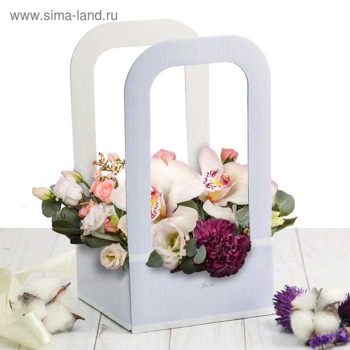 Коробка-переноска для цветов «Сияй», 12 × 12 × 22 см