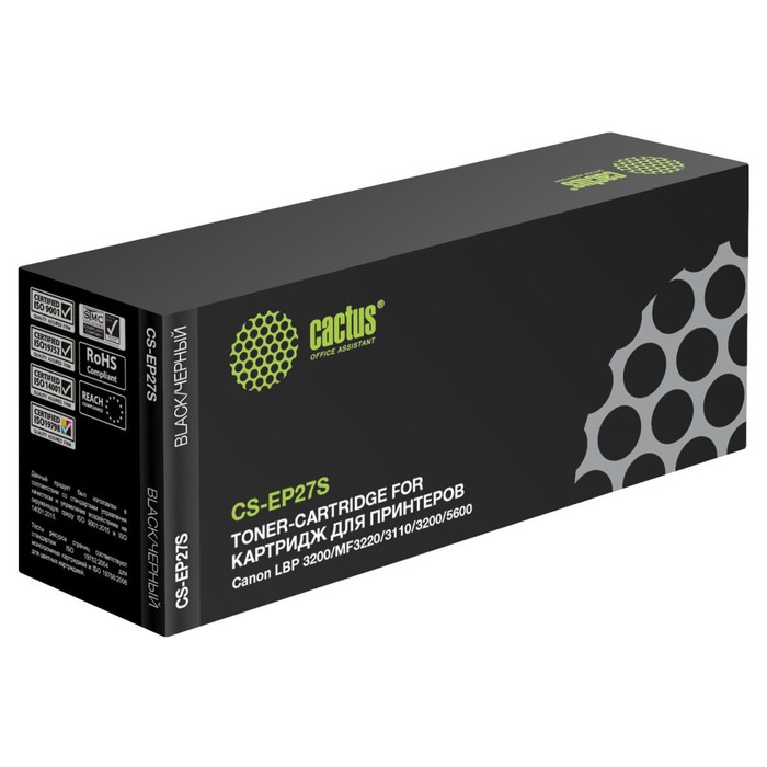 Картридж Cactus CS-EP27S, чёрный, для Canon LBP3200/MF3110/3220/3200/5600, 2500 стр. - Фото 1