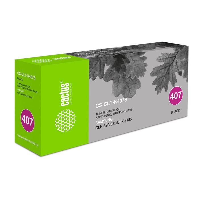 Тонер Картридж Cactus CS-CLT-K407S, чёрный, для Samsung CLP-320/320N/325/CLX-3185/3185N/3185FN, 1500 стр