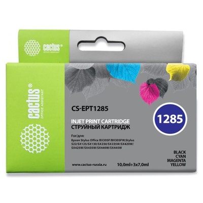 Картридж струйный Cactus CS-EPT1285, чёрный/голубой/пурпурный/жёлтый, набор, для Epson Stylus SX1