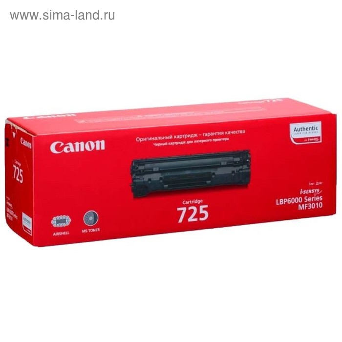 Картридж Canon 725 3484B005 для LBP6000/6000B (1600k), черный - Фото 1