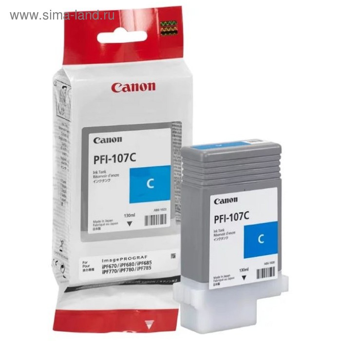 Картридж струйный Canon PFI-107 C голубой для Canon iP F680/685/780/785 - Фото 1