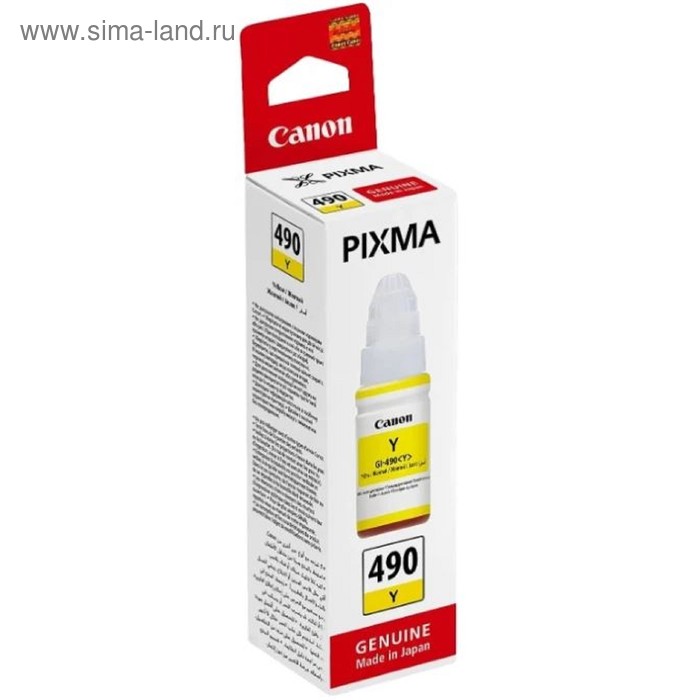 Чернила Canon GI-490Y 0666C001 желтый для Canon Pixma G1400/2400/3400 (70мл) - Фото 1
