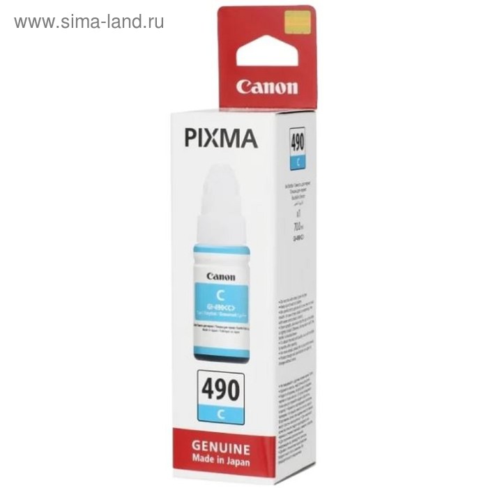 Чернила Canon GI-490C 0664C001 голубой для Canon Pixma G1400/2400/3400 (70мл) - Фото 1
