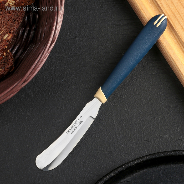 Нож кухонный для масла Multicolor, лезвие 7,5 см, сталь AISI 420, цвет синий - Фото 1