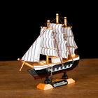 Корабль сувенирный малый "Фараон",  борты чёрные, каюты, 3 мачты, белые паруса в полоску - Фото 3