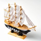 Корабль сувенирный малый "Фараон",  борты чёрные, каюты, 3 мачты, белые паруса в полоску - Фото 8