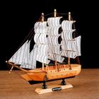 Корабль сувенирный средний «Глиндер», борт светлое дерево, паруса белые, 30х7х30 см - Фото 2