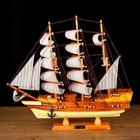 Корабль сувенирный средний «Диана», светлое дерево, паруса бежевые, 10×50×45 см - фото 8353844