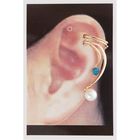 Серьга «Кафф» изгиб, цвет бело-морской в золоте - Фото 2