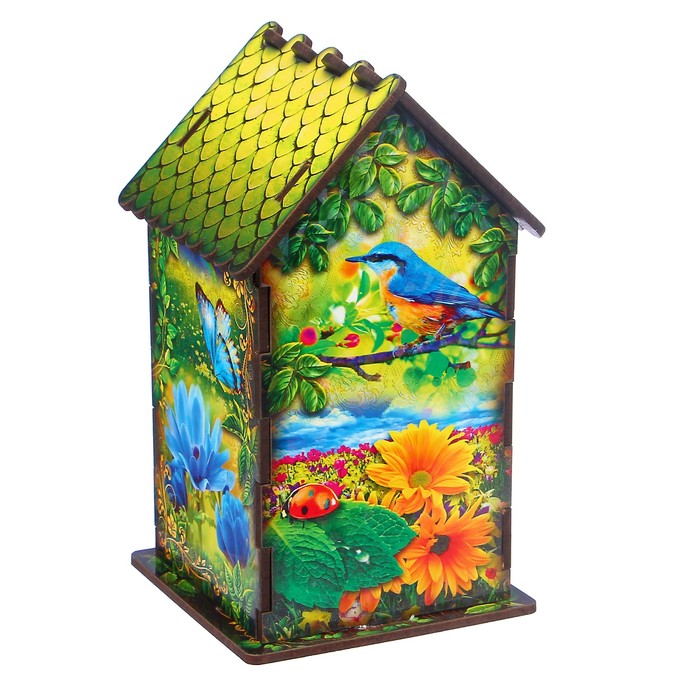 Чайный домик "Домик с корзинкой цветов", 9,8×9,8×17,4 см - фото 1909836063