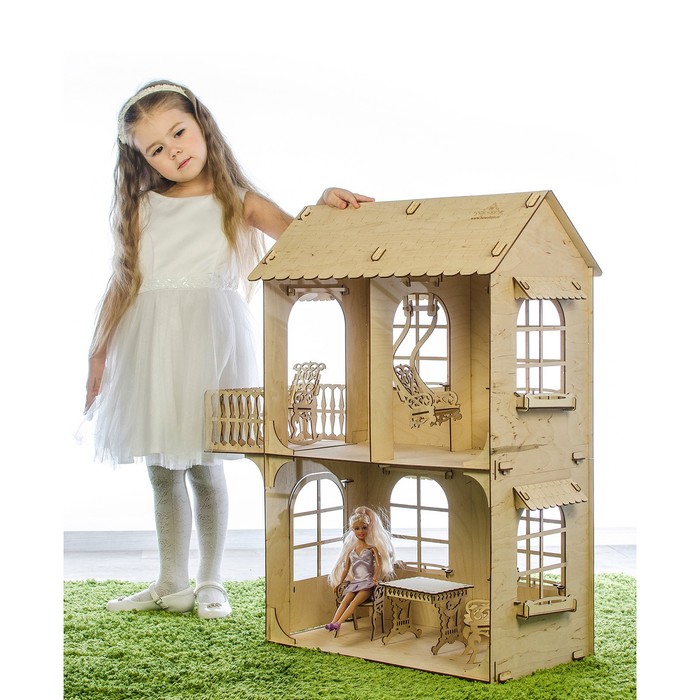 Кукольный дом, средний размер, фанера: 3 мм - Фото 1