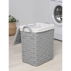 Корзина для белья Доляна «Плетение», с крышкой, 42×27×45 см, серая - Фото 4