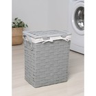Корзина для белья Доляна «Плетение», с крышкой, 42×27×45 см, серая - Фото 5
