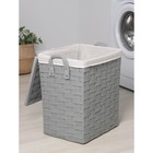 Корзина для белья Доляна «Плетение», с крышкой, 46×34×50 см, серая - Фото 4