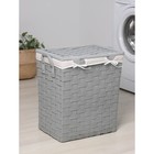Корзина для белья Доляна «Плетение», с крышкой, 46×34×50 см, серая - Фото 5