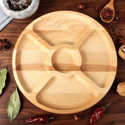 Менажница деревянная "Круглая", с разделочной доской, d-25 см, массив ясеня