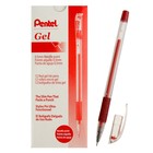 Ручка гелевая Pentel, игольчатый пишущий узел 0.5мм, чернила красные - Фото 1