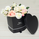 Коробка подарочная Flowers "Сердце" с ящиком, черная, 23,5 х 21 х 21 см - Фото 1
