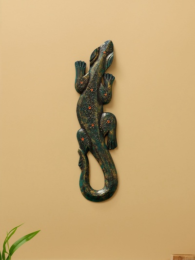 Панно «Геккон», 48×12.5×1.1 см, дерево, МИКС