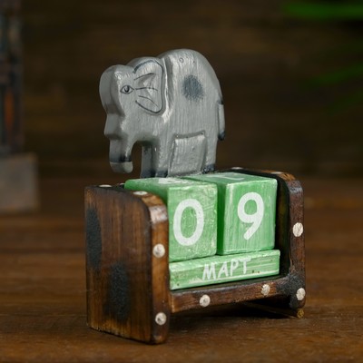 Вечный календарь «Слоник», 7×4×10 см, дерево, МИКС