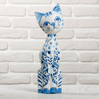 Сувенир «Кошка с синей росписью», 9×4.5×30 см, дерево 2630565 - фото 16478337