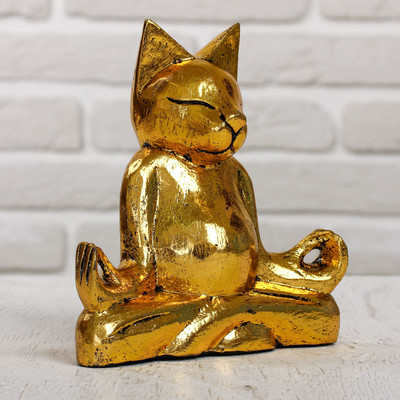 Сувенир «Кот йог», 15×6.5×15 см, дерево