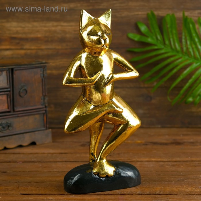 Сувенир «Кот йог», 15×7×35 см, дерево