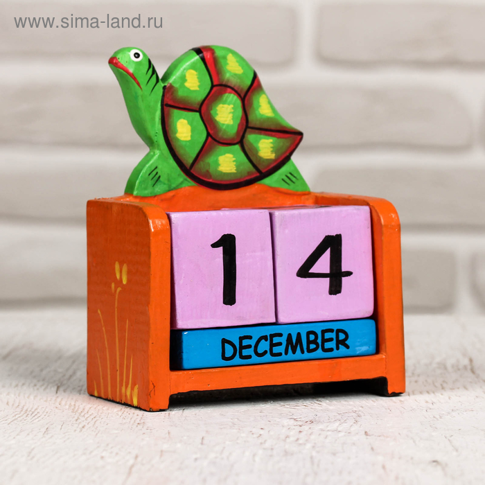 Деревянный календарь "Черепашка" 10х5х13 см - Фото 1