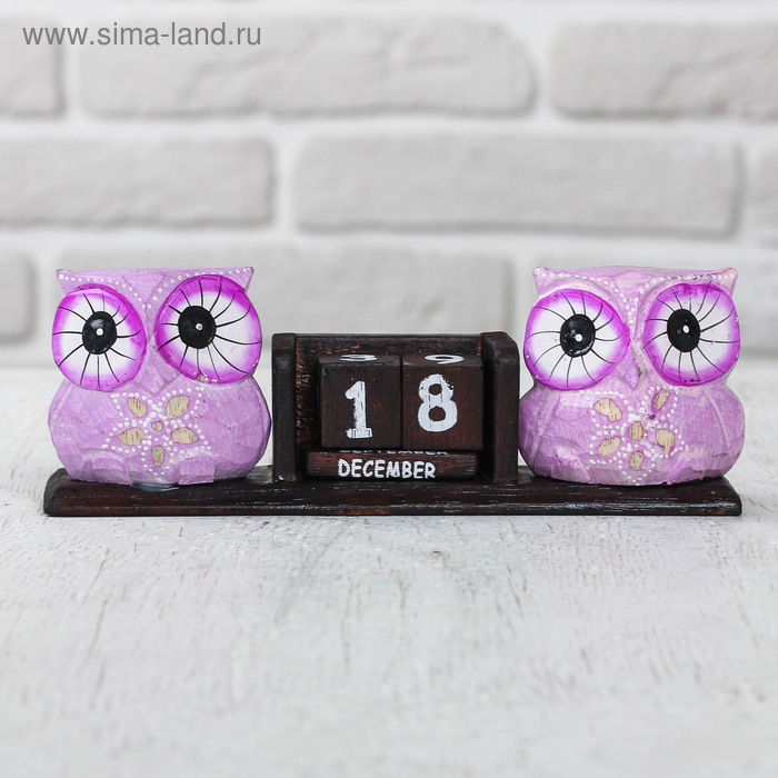Деревянный календарь «Совы», 20×5×7 см, МИКС - Фото 1