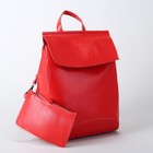 Рюкзак мол L-048, 27*10*34, отдел на молнии, н/карман, с кошельком, красный - Фото 1