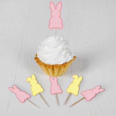 Набор для украшения праздника «Зайка», наклейки, 12 шпажек