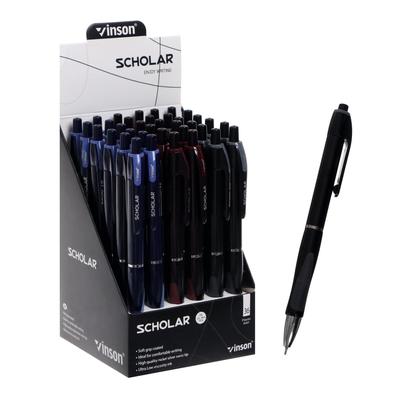 Ручка шариковая Vinson, автоматическая, синий стержень, узел 0.5 мм, резиновый упор, МИКС