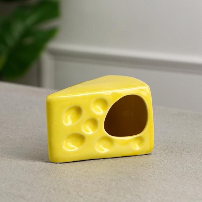 Кормушка для грызунов "Сыр", жёлтая, керамика, 10*7 см - Фото 1