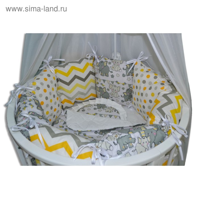 Комплект для круглой кроватки «Цирк», 22 предмета, цвет жёлтый - Фото 1