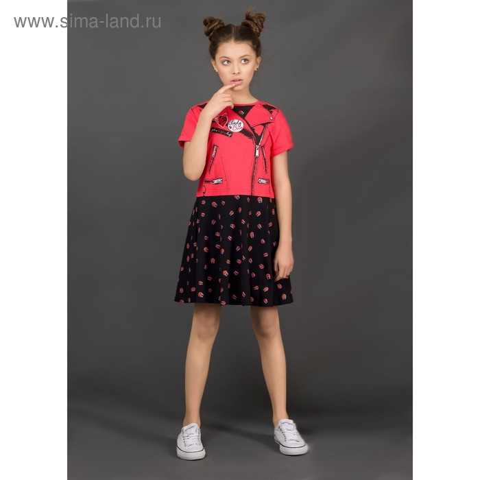 Платье для девочки, рост 134 см, цвет красный - Фото 1