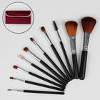 Набор кистей для макияжа "Элит", 10 предметов, на кнопке, цвет красный - Фото 1
