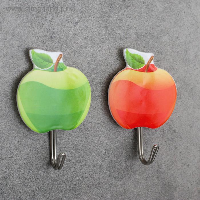 Крючки самоклеящиеся «Яблоки», 2 шт, цвет МИКС - Фото 1