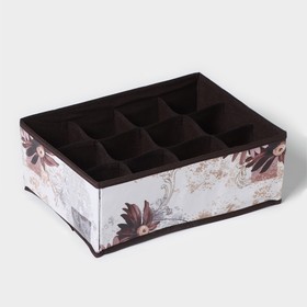 Органайзер для хранения белья Доляна «Астра», 12 ячеек, 32×24×12 см, цвет коричневый