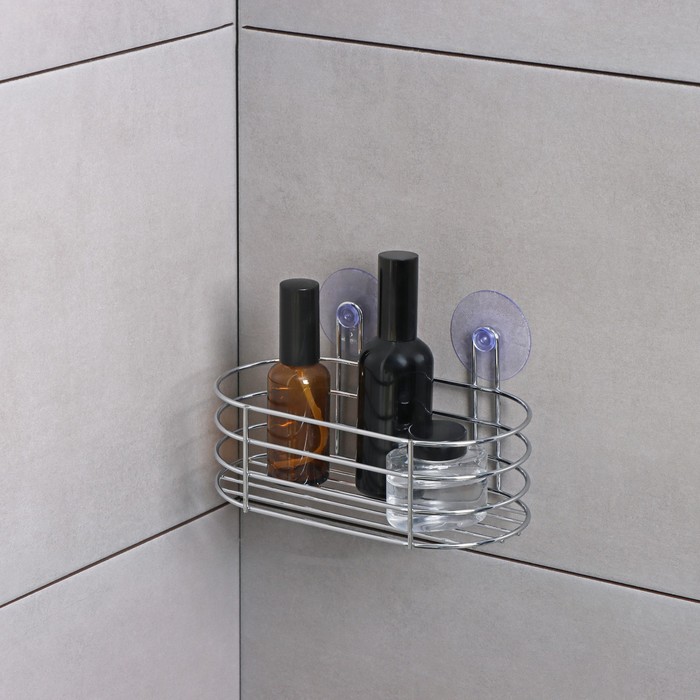 Полка для ванной Доляна, на присосках, 20×10×10 см, хромированная - Фото 1