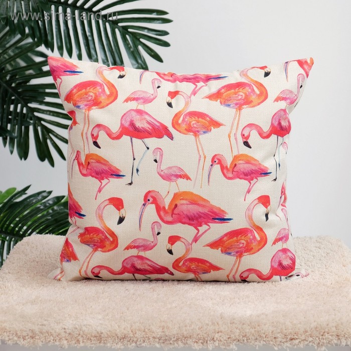 Наволочка декоративная Этель "Flamingo", 44 х 44 см, 100% п/э - Фото 1