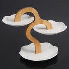 Блюдо керамическое для пирожных 3-х ярусное «Эстет», цвет белый - Фото 1