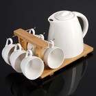 Набор чайный «Эстет» на деревянной подставке, 7 предметов: чайник, 2 л, 6 чашек, 210 мл - Фото 1
