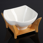 Салатник керамический «Эстет», 2 л, на деревянной подставке - фото 321259431