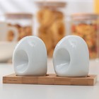 Набор для специй «Модерн», 2 предмета: солонка и перечница 60 мл, на деревянной подставке - Фото 1