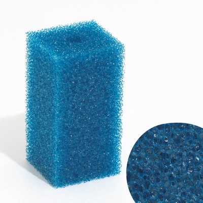 Губка прямоугольная для фильтра № 3, крупнопористая, 6×6×12 см, синяя