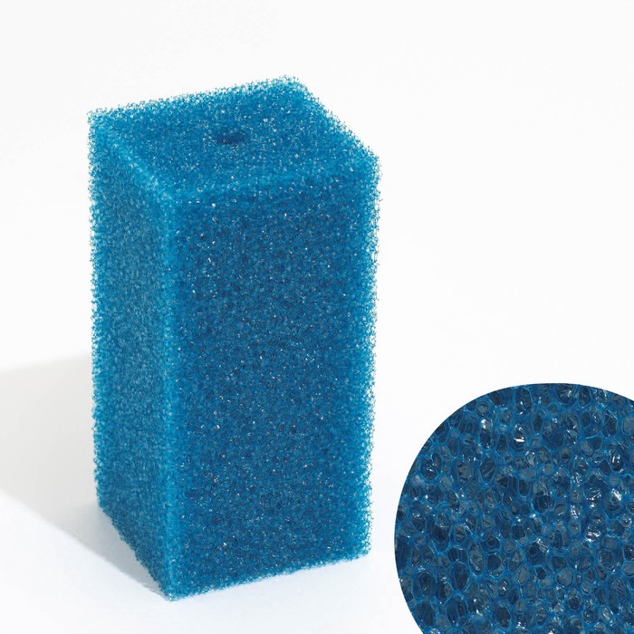 Губка прямоугольная для фильтра № 9, крупнопористая, 8×8×16 см, синяя - Фото 1