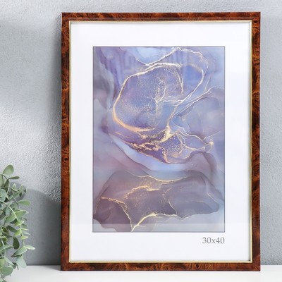 Фоторамка пластик "Офис 8" 30х40 см, карельская берёза (стекло)