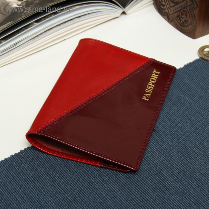Обложка для паспорта, шик, цвет вишнёвый/алый - Фото 1