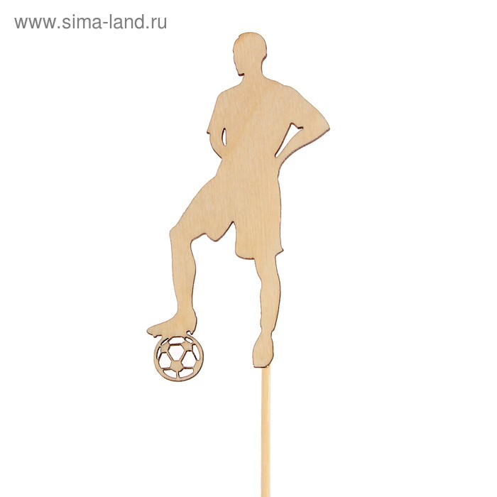 Топпер "Футболист №1" из фанеры, 11х6 см, неокрашен., на палочке - Фото 1